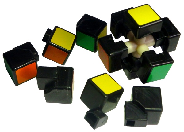 disassembled rubiks cube