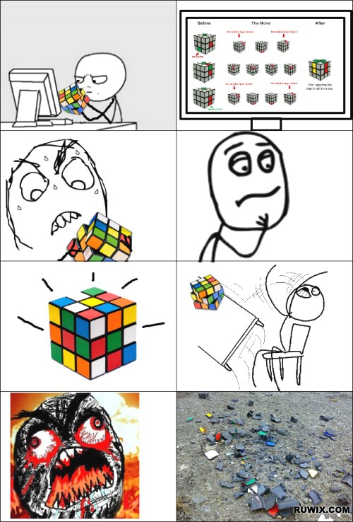 Rubik's Cube destroy trollface