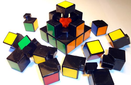 disassembled rubiks cube