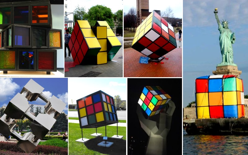 rubiks cube statues