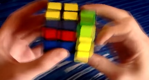 Eltern-Kind-Interaktion Rubik's Cube Vibrato  doppeltes veränderndes Gesicht 