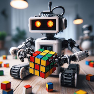 wall-e robot solving a cube