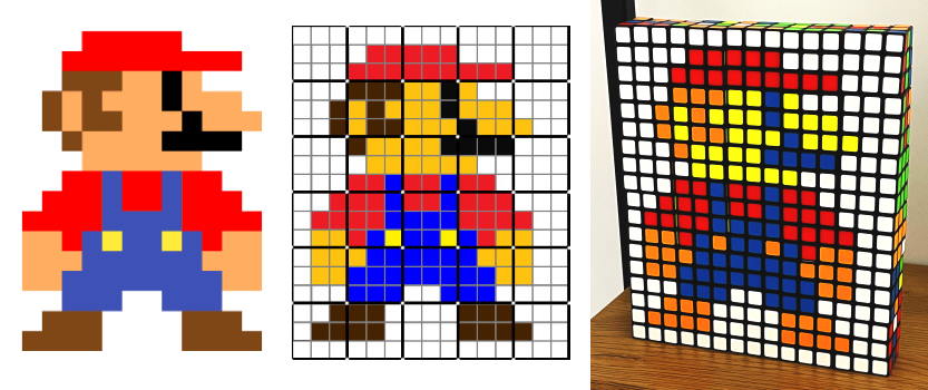 mario rubiks cube pixel art mosaic