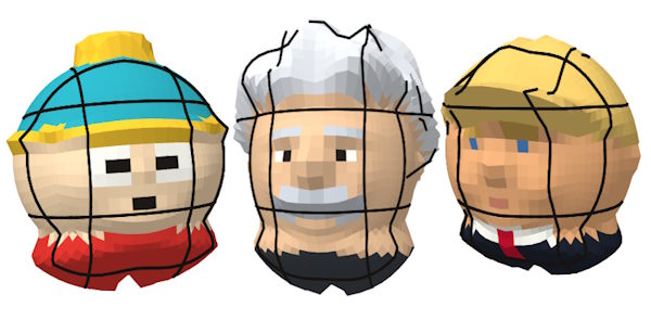 3x3x3 Cube Heads simulator: solved on the left, scrambled on the right