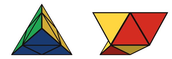 Pyramorphix simulator: solved on the left, scrambled on the right