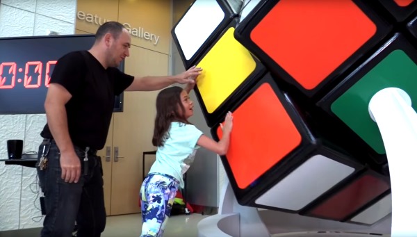 rotating the worlds largest Rubiks Cube