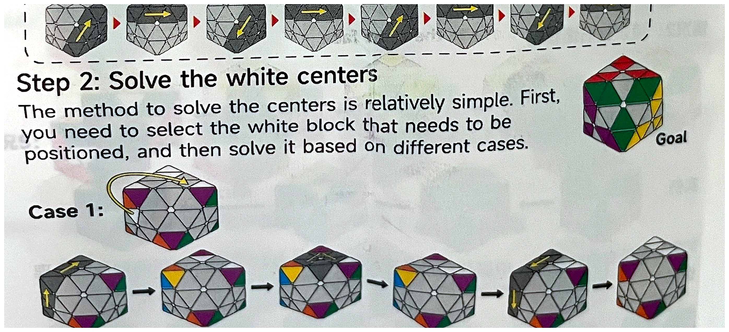 Step 2 case 1 sequence for inserting a white center triangle.