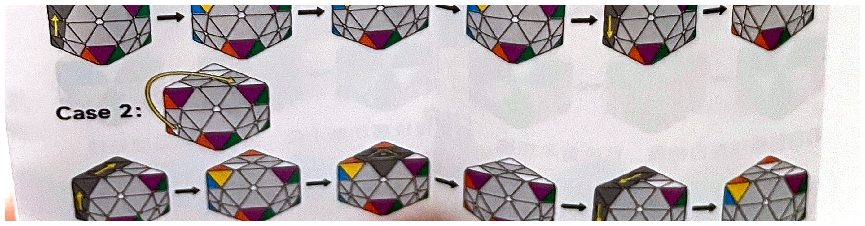 Step 2 case 2 sequence for inserting a white center triangle from the opposite side.