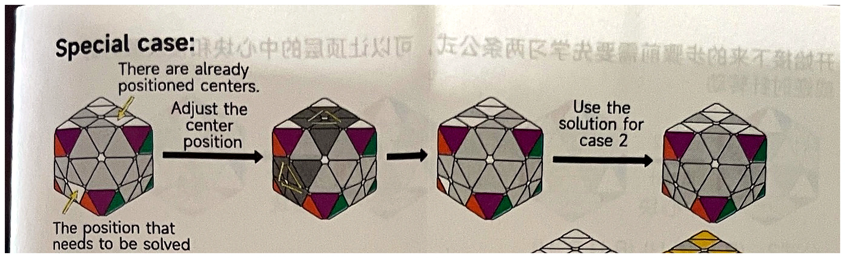 Special white-center case showing how to move an already positioned center and convert the state to case 2.