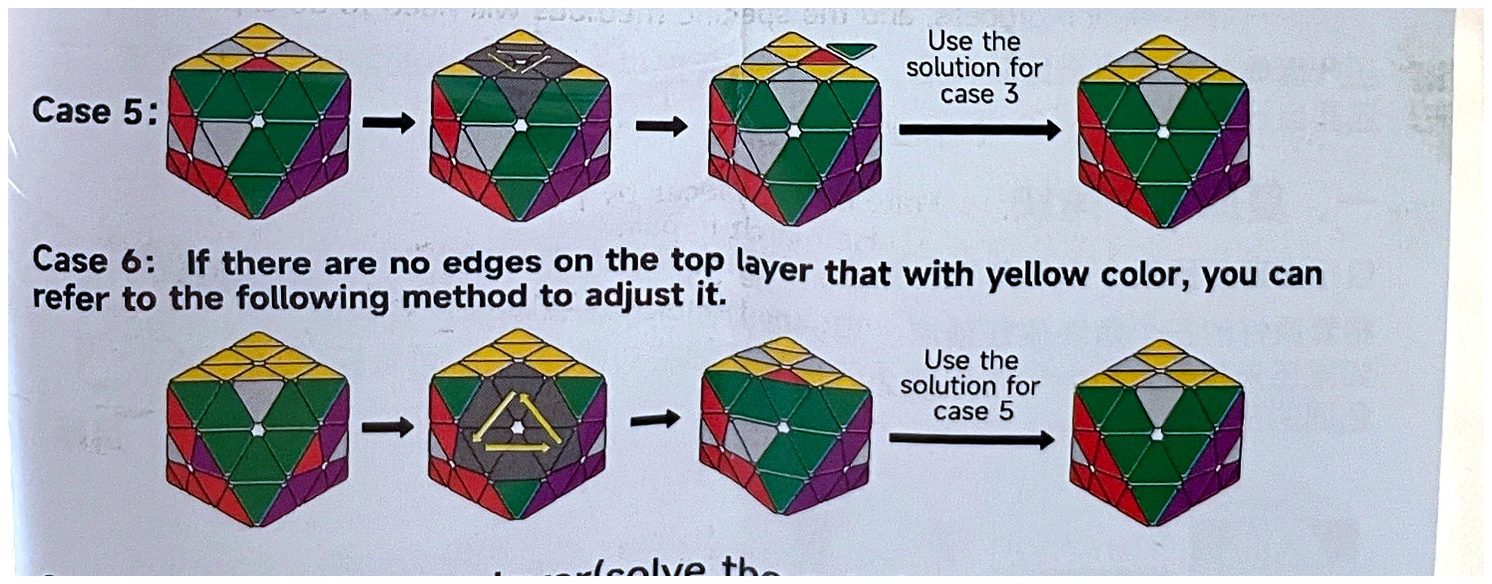 Step 4 cases 5 and 6 for extracting an incorrect middle-layer edge when no usable edge is available on top.